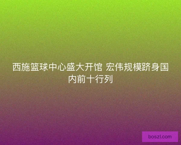 西施篮球中心盛大开馆 宏伟规模跻身国内前十行列