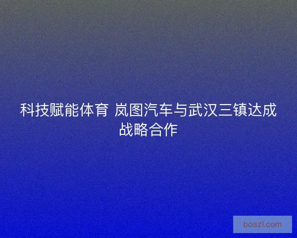 科技赋能体育 岚图汽车与武汉三镇达成战略合作