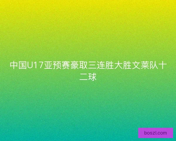 中国U17亚预赛豪取三连胜大胜文莱队十二球