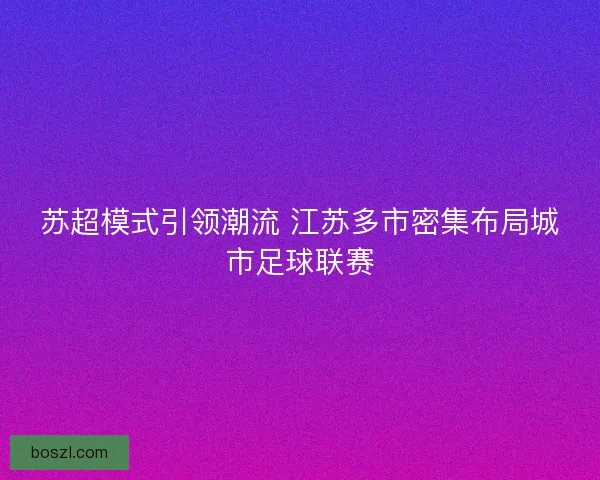 苏超模式引领潮流 江苏多市密集布局城市足球联赛